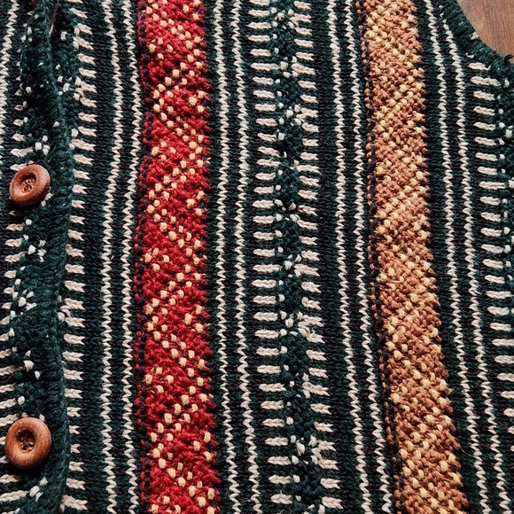 Vintage Sweater Vest Knit Boho Bohemian Aztec Cottagecore Naturecore Earthy Lake - Picture 5 of 11